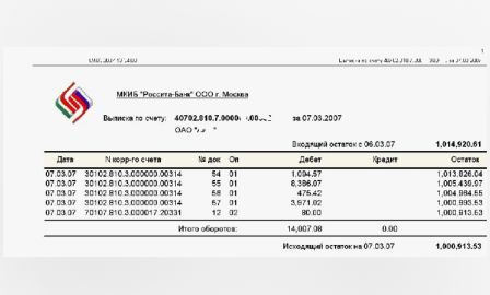 Справка выписка со счета карты 