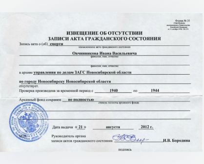 Выписка об отсутствии брака 